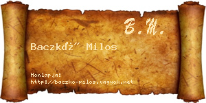 Baczkó Milos névjegykártya